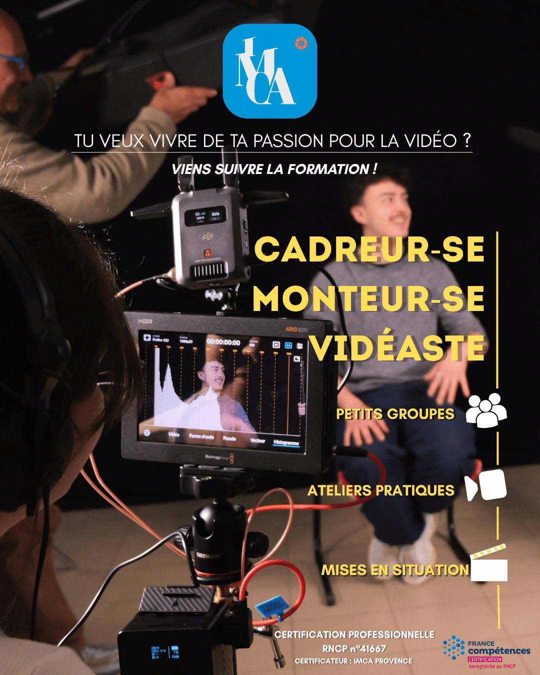 IMCA Provence - Devenez Cadreur-se Monteur-se Vidéaste en vous formant à l'IMCA Provence Avignon