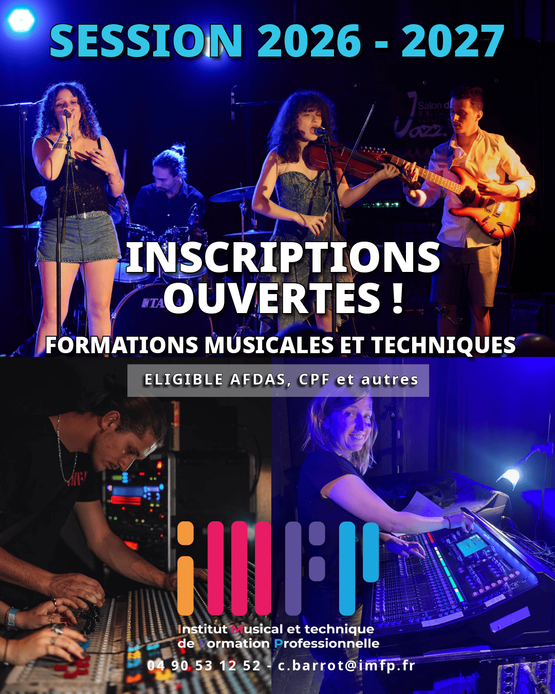 IMFP - Formations professionnelles musique et techniques - Inscriptions ouvertes session 2026-2027