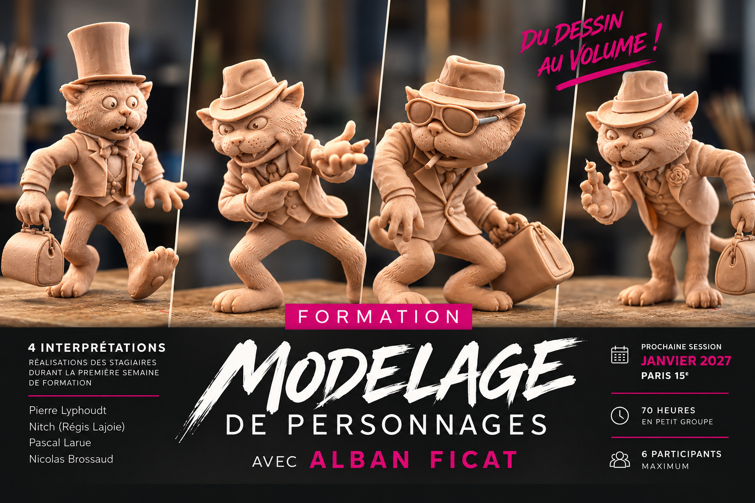 Rhinocéros - Du dessin au volume : le modelage de personnages avec Alban Ficat