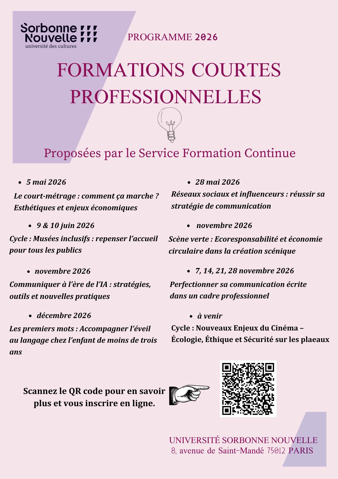 Développez vos compétences avec les formations courtes de la Sorbonne Nouvelle !